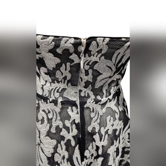 Bebe women's black and white textured sequin fit & flare mini cocktail dress 00 - Picture 7 of 15